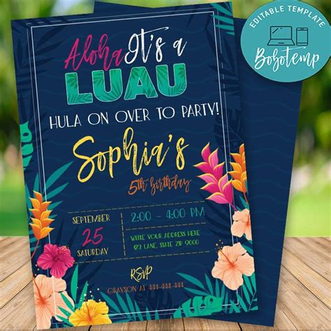 Tropical Luau Invitation .